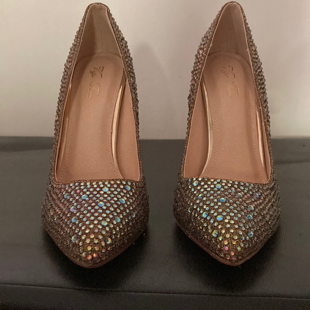 Rhinestone gold heels